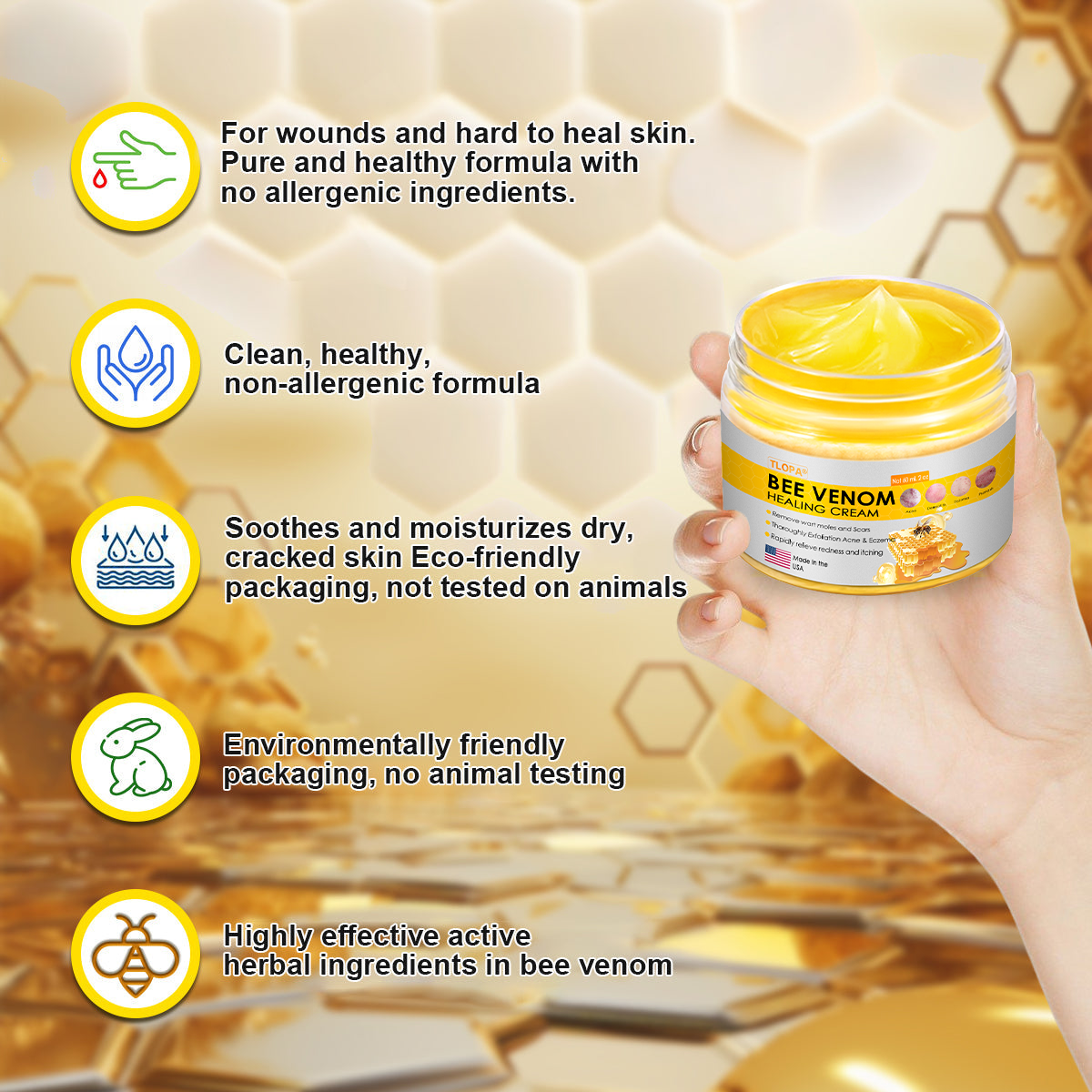 TLOPA® Bee Venom Skin Cream(👨⚕AAD Recommended),for Remove Warts, Acne and Scars ✅