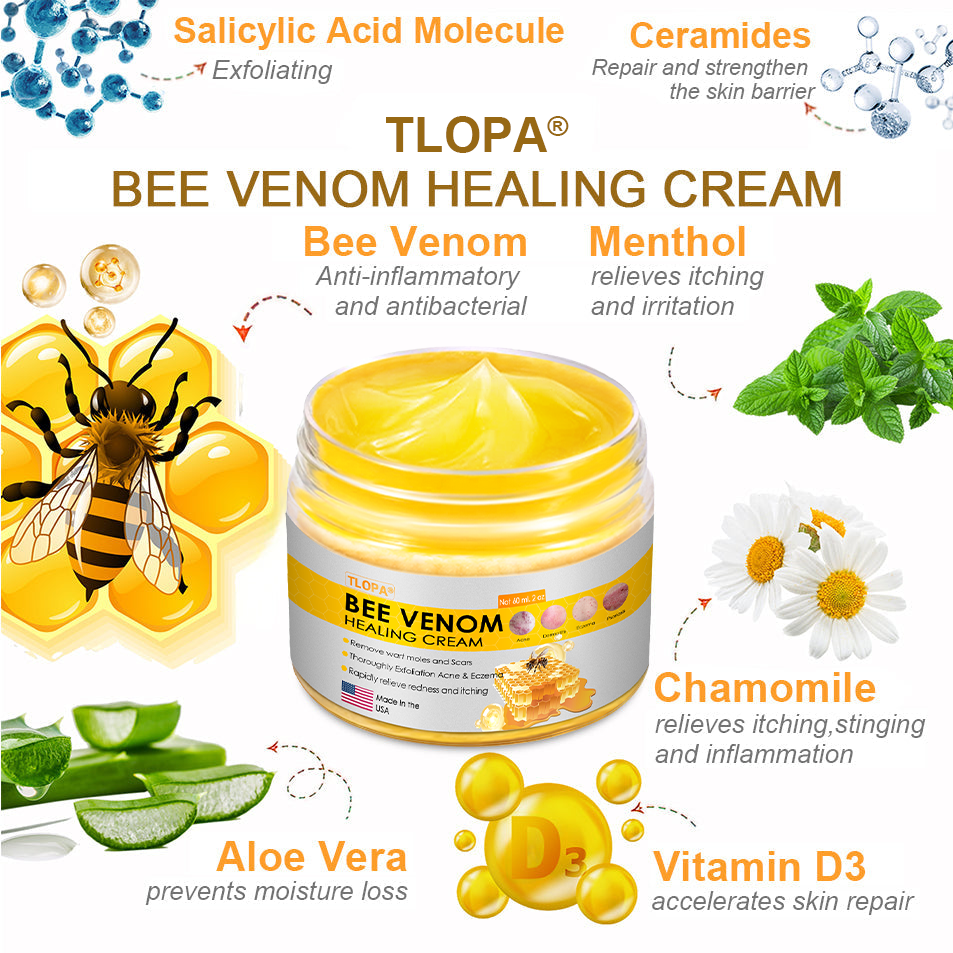 TLOPA® Bee Venom Skin Cream(👨⚕AAD Recommended),for Remove Warts, Acne and Scars ✅